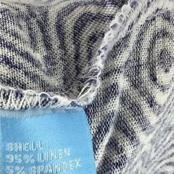 J. McLaughlin Sz M Linen Blend Button Top Blue Geometric Print Casual Travel - Picture 6 of 6